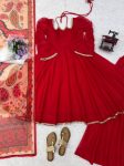 FANCY TABBY SILK MIRROR FANCY LACE WORK GOWN PALAZZO WITH DUPATTA FESTIVE WEAR WHOLESALE PRICE ETHNIC GARMENT (1)
