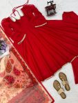 FANCY TABBY SILK MIRROR FANCY LACE WORK GOWN PALAZZO WITH DUPATTA FESTIVE WEAR WHOLESALE PRICE ETHNIC GARMENT (1)