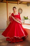 FANCY TABBY SILK MIRROR FANCY LACE WORK GOWN PALAZZO WITH DUPATTA FESTIVE WEAR WHOLESALE PRICE ETHNIC GARMENT (1)