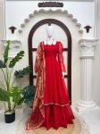 FANCY TABBY SILK MIRROR FANCY LACE WORK GOWN PALAZZO WITH DUPATTA FESTIVE WEAR WHOLESALE PRICE ETHNIC GARMENT (1)