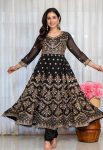 FASHIONABLE FAUX BLOOMING SEQUENCE & ZARI THREAD EMBROIDERY WORK GOWN BOTTOM WITH DUPATTA WEDDING WEAR WHOLESALE PRICE ETHNIC GARMENT (2)