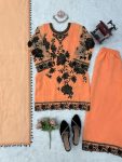 FASHIONABLE FAUX GEORGETTE THREAD WITH SEQUNCE WITH CUTWORK TOP PALAZZO WITH DUPATTA FESTIVE WEAR WHOLESALE PRICE ETHNIC GARMENT (1)