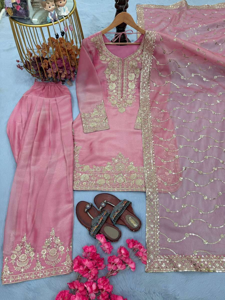 FASHIONABLE NC MOSS SILK EMBROIDERY 5 MM SEQUENCE WORK TOP PATIYALA WITH DUPATTA FESTIVAL WEAR WHOLESALE PRICE ETHNIC GARMENT (20)