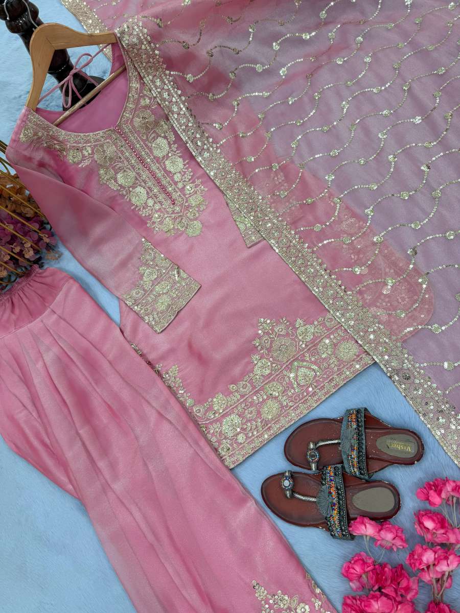 FASHIONABLE NC MOSS SILK EMBROIDERY 5 MM SEQUENCE WORK TOP PATIYALA WITH DUPATTA FESTIVAL WEAR WHOLESALE PRICE ETHNIC GARMENT (23)