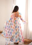 FASHIONABLE PRINTED ORGANZA EMBROIDERY WORK GOWN BOTTOM WITH DUPATTA DAILY WEAR WHOLESALE PRICE ETHNIC GARMENT (14)
