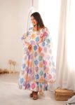 FASHIONABLE PRINTED ORGANZA EMBROIDERY WORK GOWN BOTTOM WITH DUPATTA DAILY WEAR WHOLESALE PRICE ETHNIC GARMENT (14)