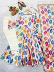 FASHIONABLE PRINTED ORGANZA EMBROIDERY WORK GOWN BOTTOM WITH DUPATTA DAILY WEAR WHOLESALE PRICE ETHNIC GARMENT (14)