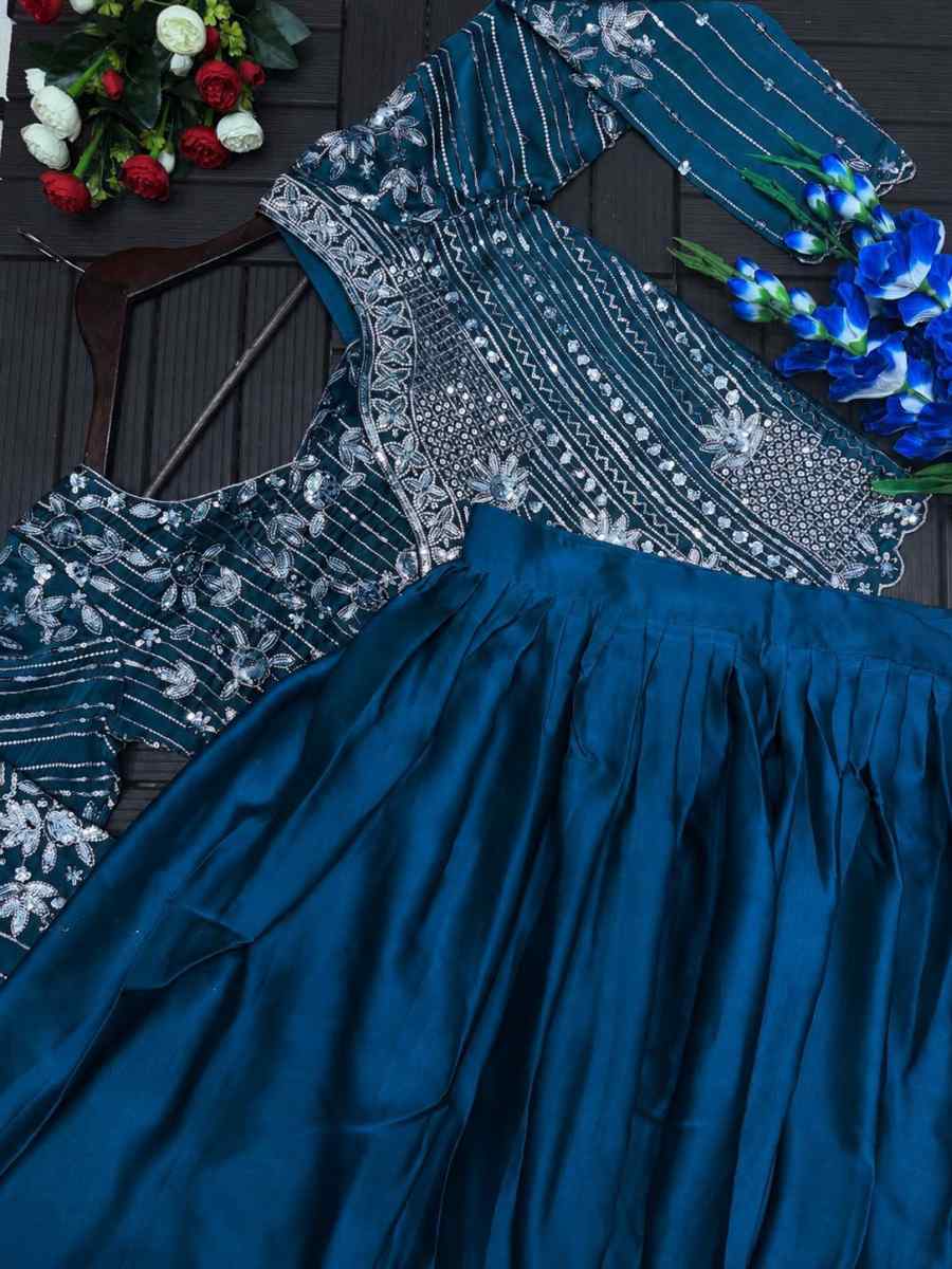 FASHIONABLE RANGOLI SILK EMBROIDEY SEQUENCE WORK LEHENGA CHOLI WITH DUPATTA RECEPTION WEAR WHOLESALE PRICE ETHNIC GARMENT (20)
