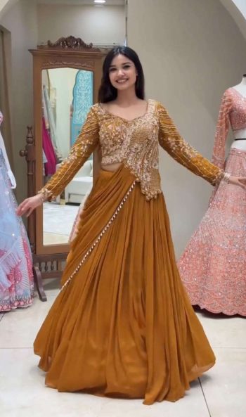 FASHIONABLE RANGOLI SILK EMBROIDEY SEQUENCE WORK LEHENGA CHOLI WITH DUPATTA YELLOW