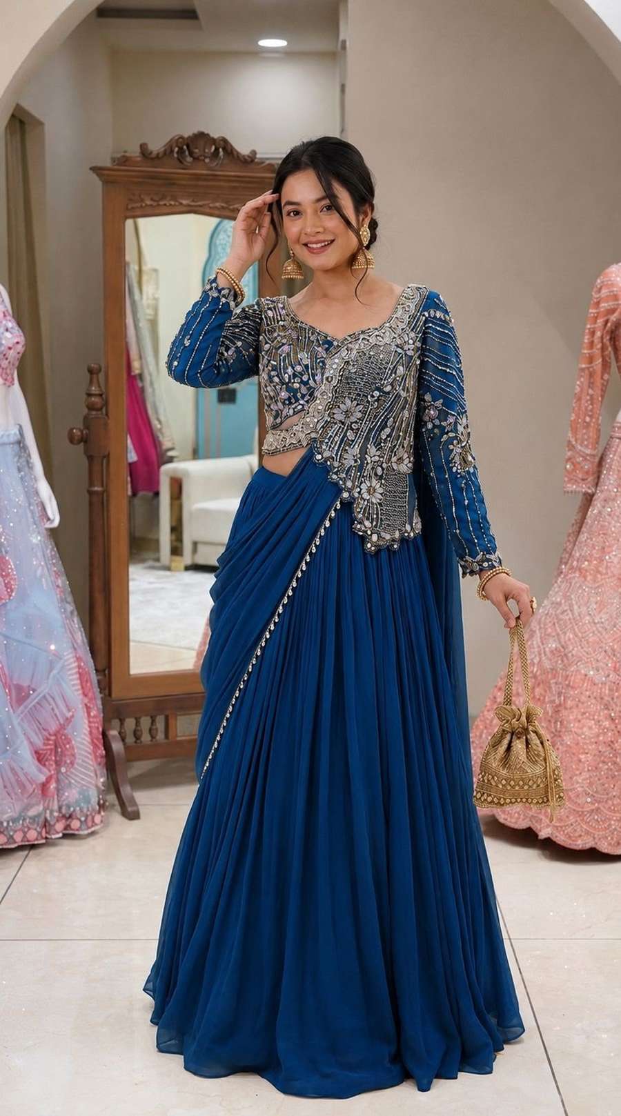 FASHIONABLE RANGOLI SILK EMBROIDEY SEQUENCE WORK LEHENGA CHOLI WITH DUPATTA RECEPTION WEAR WHOLESALE PRICE ETHNIC GARMENT (6)