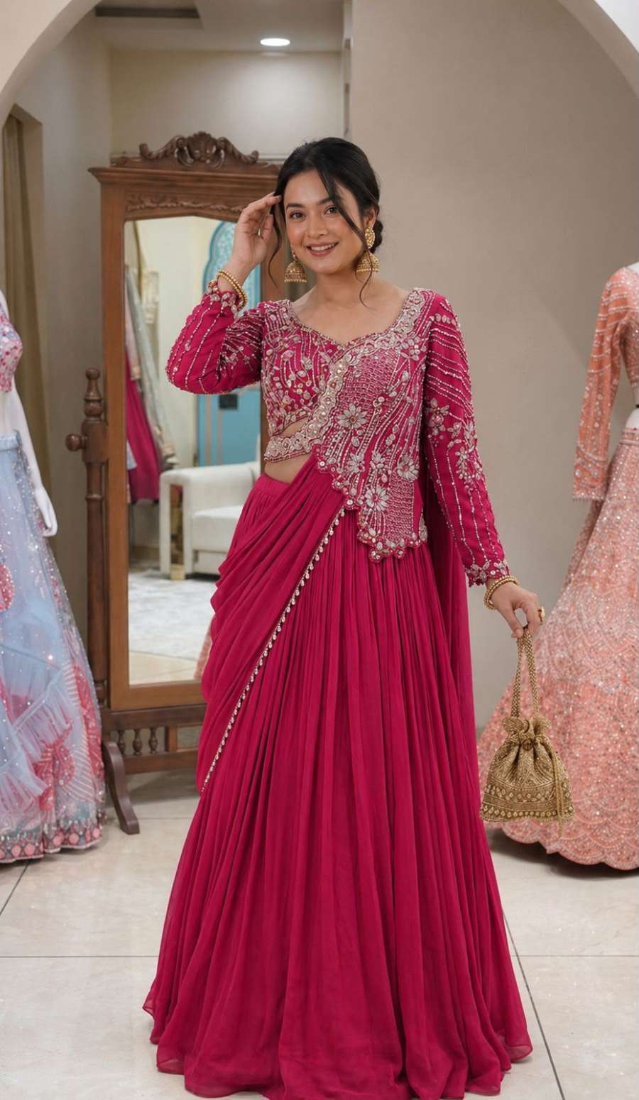 FASHIONABLE RANGOLI SILK EMBROIDEY SEQUENCE WORK LEHENGA CHOLI WITH DUPATTA RECEPTION WEAR WHOLESALE PRICE ETHNIC GARMENT (8)