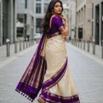 FASHIONABLE SOFT SILK COPPER ZARI JAAL WEAVES WORK SAREE WITH UNSTITCHED BLOUSE CREAM WITH WINE