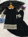 GEORGEOUS FOX GEORGETTE EMBROIDERY SEQUENCE WORK TOP SHARARA WITH DUPATTA WHOLESALE PRICE ETHNIC GARMENT (3)