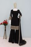 GEORGEOUS FOX GEORGETTE EMBROIDERY SEQUENCE WORK TOP SHARARA WITH DUPATTA WHOLESALE PRICE ETHNIC GARMENT (3)