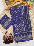 GEORGEOUS GEORGETTE KATDANA AND REAL MIRROR WORK SAREE WITH UNSTITCHED BLUE