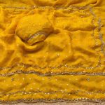 GEORGEOUS NC BUTTI SILK ORIGINAL ROSE GOLD BEADS WORK SAREE WITH UNSTITCHED BLOUSE SEASONABLE WEAR WHOLESALE PRICE ETHNIC GARMENT (1)