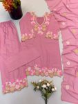 GEORGEOUS SATIN EMBROIDERY SEQUENCE WORK TOP PALAZZO WITH DUPATTA CASUAL WEAR WHOLESALE PRICE ETHNIC GARMENT (9)