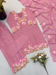GEORGEOUS SATIN EMBROIDERY SEQUENCE WORK TOP PALAZZO WITH DUPATTA CASUAL WEAR WHOLESALE PRICE ETHNIC GARMENT (9)