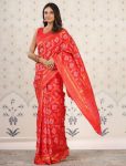 LATEST BANARASI SOFT SILK GOLD ZARI BANDHEJ WEAVES WITH BORDER WORK SAREE WITH UNSTITCHED BLOUSE FESTIVAL WEAR WHOLESALE PRICE ETHNIC GARMENT (4)
