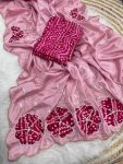 LATEST CHINNON SILK HAND CUTDANA SAREE WITH UNSTITCHED BLOUSE FESTIVAL WEAR WHOLESALE PRICE ETHNIC GARMENT (4)