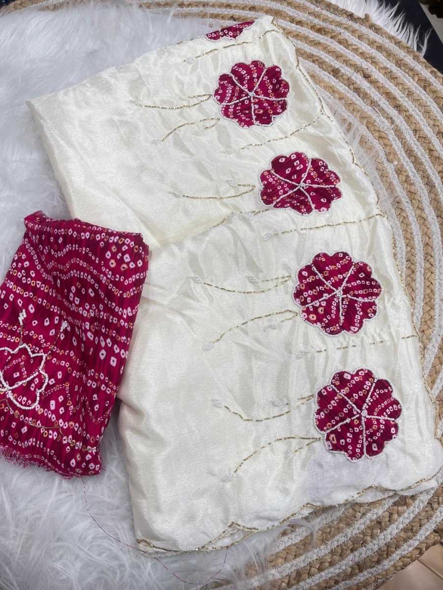 LATEST CHINNON SILK HAND CUTDANA SAREE WITH UNSTITCHED BLOUSE FESTIVAL WEAR WHOLESALE PRICE ETHNIC GARMENT (7)