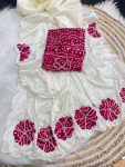 LATEST CHINNON SILK HAND CUTDANA SAREE WITH UNSTITCHED BLOUSE FESTIVAL WEAR WHOLESALE PRICE ETHNIC GARMENT (3)