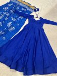 LATEST CHINON SILK PLAIN WORK GOWN WITH DUPATTA PARTY WEAR WHOLESALE PRICE ETHNIC GARMENT (2)