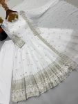 LATEST CRUNCHY SILK EMBROIDERY SEQUENCE WORK GOWN BOTTOM WITH DUPATTA FESTIVE WEAR WHOLESALE PRICE ETHNIC GARMENT (11)
