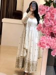 LATEST CRUNCHY SILK EMBROIDERY SEQUENCE WORK GOWN BOTTOM WITH DUPATTA FESTIVE WEAR WHOLESALE PRICE ETHNIC GARMENT (11)