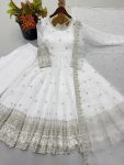 LATEST CRUNCHY SILK EMBROIDERY SEQUENCE WORK GOWN BOTTOM WITH DUPATTA FESTIVE WEAR WHOLESALE PRICE ETHNIC GARMENT (11)