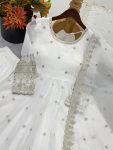 LATEST CRUNCHY SILK EMBROIDERY SEQUENCE WORK GOWN BOTTOM WITH DUPATTA FESTIVE WEAR WHOLESALE PRICE ETHNIC GARMENT (11)