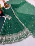 LATEST CRUNCHY SILK EMBROIDERY SEQUENCE WORK GOWN BOTTOM WITH DUPATTA WEDDING WEAR WHOLESALE PRICE ETHNIC GARMENT (15)