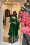 LATEST CRUNCHY SILK EMBROIDERY SEQUENCE WORK GOWN BOTTOM WITH DUPATTA WEDDING WEAR WHOLESALE PRICE ETHNIC GARMENT (15)