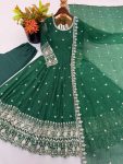 LATEST CRUNCHY SILK EMBROIDERY SEQUENCE WORK GOWN BOTTOM WITH DUPATTA WEDDING WEAR WHOLESALE PRICE ETHNIC GARMENT (15)
