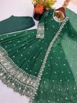 LATEST CRUNCHY SILK EMBROIDERY SEQUENCE WORK GOWN BOTTOM WITH DUPATTA WEDDING WEAR WHOLESALE PRICE ETHNIC GARMENT (15)