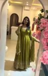 LATEST CRUNCHY SILK EMBROIDERY SEQUENCE WORK GOWN BOTTOM WITH DUPATTA WEDDING WEAR WHOLESALE PRICE ETHNIC GARMENT (3)