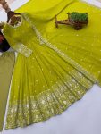 LATEST CRUNCHY SILK EMBROIDERY SEQUENCE WORK GOWN BOTTOM WITH DUPATTA WEDDING WEAR WHOLESALE PRICE ETHNIC GARMENT (3)