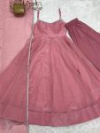 LATEST CRUNCHY SILK SWAROVSKI WORK ANRKALI DRESS CASUAL WEAR WHOLESALE PRICE ETHNIC GARMENT (5)