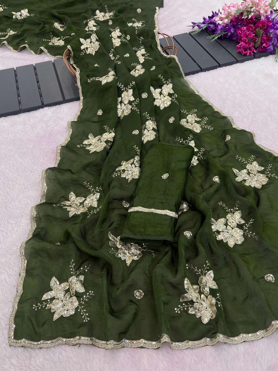 LATEST FANDY SATIN EMBROIDERY WORK WITH SEQUENCES AND CUT WORK SAREE WITH UNSTITCHED BLOUSE CASUAL WEAR WHOLESALE PRICE ETHNIC GARMENT (10)