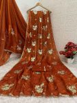 LATEST FANDY SATIN EMBROIDERY WORK WITH SEQUENCES AND CUT WORK SAREE WITH UNSTITCHED BLOUSE CASUAL WEAR WHOLESALE PRICE ETHNIC GARMENT (11)