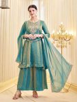 LATEST FENDY SILK EMBROIDERY CODING SEQUENCE WORK TOP PALAZZO WITH DUPATTA SEASONABLE WEAR WHOLESALE PRICE ETHNIC GARMENT (8)