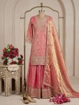 LATEST FENDY SILK EMBROIDERY SEQUENCE WORK TOP PALAZZO WITH DUPATTA WEDDING WEAR WHOLESALE PRICE ETHNIC GARMENT (6)