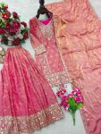 LATEST FENDY SILK EMBROIDERY SEQUENCE WORK TOP PALAZZO WITH DUPATTA WEDDING WEAR WHOLESALE PRICE ETHNIC GARMENT (6)