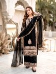 LATEST FUAX GEORGETTE CHAIN STITCHED BOTH SIDE WORK TOP PALAZZO WITH DUPATTA FESTIVAL WEAR WHOLESALE PRICE ETHNIC GARMENT (13)