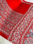 LATEST GAJJI SILK AJARAKH PRINT AND HEAVY MIRROR WORK SAREE WITH UNSTITCHED BLOUSE CASUAL WEAR WHOLESALE PRICE ETHNIC GARMENT (12)