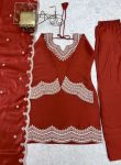 LATEST GLASS ROMAN SILK EMBROIDERY SEQUENCE DORI AND JARI WORK TOP BOTTOM WITH DUPATTA CASUAL WEAR WHOLESALE PRICE ETHNIC GARMENT (5)