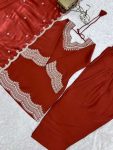 LATEST GLASS ROMAN SILK EMBROIDERY SEQUENCE DORI AND JARI WORK TOP BOTTOM WITH DUPATTA CASUAL WEAR WHOLESALE PRICE ETHNIC GARMENT (5)