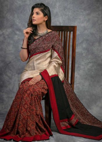 LATEST MAL MAL COTTON DIGITAL PRINT SAREE WITH UNSTITCHED BLOUSE RED CHIKU