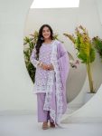 LATEST MAL MAL EMBROIDEY SEQUNCE WORK TOP BOTTOM WITH DUPATTA PURPLE