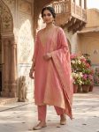 LATEST RAYON EMBROIDERY WORK TOP BOTTOM WITH DUPATTA PEACH